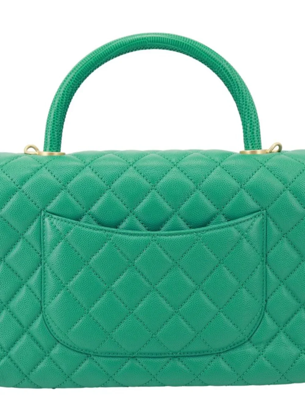 Chanel  Coco Handle Flap Small Quilted Caviar Leather Crossbody Bag Green